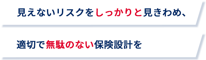 見えないリスクをしっかりと見きわめ、適切で無駄のない保険設計を